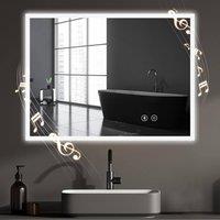 Dprodo 60CM x 80CM LED Bluetooth Bathroom Mirror in White | Size: 80 cm x 60 cm