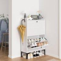 Dprodo Wooden 2 Drawer Shoe Cabinet, 100CM Height in Cool White | Size: 100 cm x 60 cm