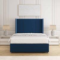 BSSPOKE Cheshire Divan Bed Plush Velvet 54 Headboard 10 Mattress No Drawers in Blue | Size: Super King