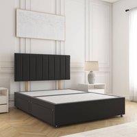 BSSPOKE Aria Divan Bed Plush Velvet 24Headboard 2Drawers SameSide No Mattress in Black | Size: King