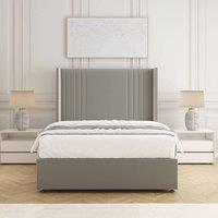 BSSPOKE Cheshire Divan Bed Plush Velvet 54 Headboard 10 Mattress No Drawers in Silver | Size: Small Double