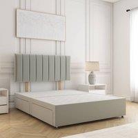 BSSPOKE Aria Divan Bed Plush Velvet 24 Headboard & No Mattress No Drawers in Silver | Size: Single