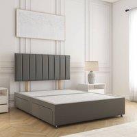 BSSPOKE Aria Plush Velvet Divan Bed With 24Headboard & 4 Drawers No Mattress in Grey | Size: Super King