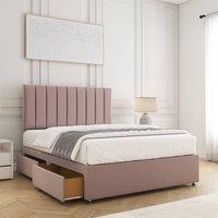 BSSPOKE Aria Velvet Divan Bed 24 Headboard 2Drawers Same side Mattress in Pink | Size: Super King