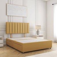 BSSPOKE Aria Divan Bed Plush Velvet 24 Headboard & No Mattress No Drawers in Mustard | Size: Super King