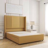 BSSPOKE Cheshire Divan Bed Plush Velvet 54 Headboard No Mattress No Drawers in Mustard | Size: Single