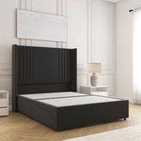 BSSPOKE Cheshire Divan Bed Plush Velvet 54 Headboard No Mattress No Drawers in Black | Size: Double