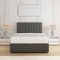 BSSPOKE Aria Divan Bed Set Plush Velvet 24 Headboard & Mattress No Drawers in Grey | Size: King