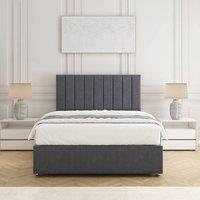 BSSPOKE Aria Divan Bed Set Plush Velvet 24 Headboard & Mattress No Drawers in Charcoal | Size: King