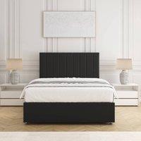 BSSPOKE Aria Divan Bed Set Plush Velvet 24 Headboard & Mattress No Drawers in Black | Size: Single