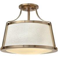 Netlighting Charlotte 3 Light Semi Flush Ceiling Light Brushed Caramel E27 in Brown