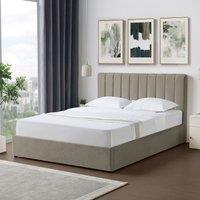 Artemis Home Evelynne Fabric 150cm Kingsize Ottoman Bed Frame with Storage in Light Brown | Size: King
