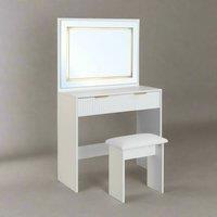 Furniture Maxi Mercury hollywood Style Dressing Table & Stool Set With Led Lighting in White