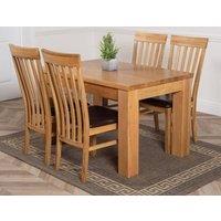 Thats Furniture Dakot 127 x 82cm Oak Small Dining Table & 4 Harvard Chairs in Brown | Size: 127 x 82 cm
