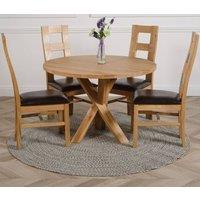 Thats Furniture Oregon Round Oak Dining Table & 4 Yale Chairs in Brown