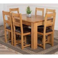 Thats Furniture Dakot 127 x 82cm Oak Small Dining Table & 6 Lincoln Chairs in Brown | Size: 127 x 82 cm
