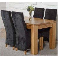 Thats Furniture Dakot 127 x 82cm Oak Small Dining Table & 4 Lola Fabric Chairs in Black | Size: 127 x 82 cm