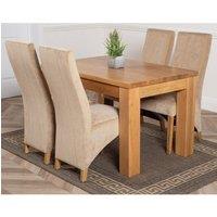 Thats Furniture Dakot 127 x 82cm Oak Small Dining Table & 4 Lola Fabric Chairs in Beige | Size: 127 x 82 cm