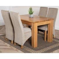 Thats Furniture Dakot 127 x 82cm Oak Small Dining Table & 4 Lola Fabric Chairs in Grey | Size: 127 x 82 cm