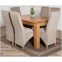 Thats Furniture Dakot 127 x 82cm Oak Small Dining Table & 6 Lola Fabric Chairs in Grey | Size: 127 x 82 cm
