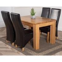 Thats Furniture Dakot 127 x 82cm Oak Small Dining Table & 4 Lola Leather Chairs in Black | Size: 127 x 82 cm