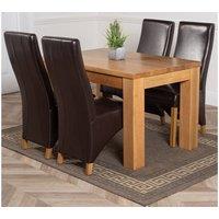 Thats Furniture Dakot 127 x 82cm Oak Small Dining Table & 4 Lola Leather Chairs in Brown | Size: 127 x 82 cm