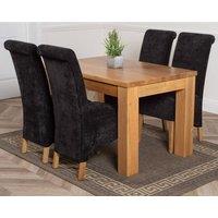 Thats Furniture Dakot 127 x 82cm Oak Small Dining Table & 4 Montana Fabric Chairs in Black | Size: 127 x 82 cm