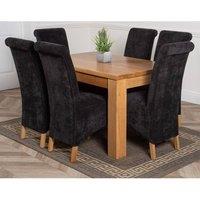 Thats Furniture Dakot 127 x 82cm Oak Small Dining Table & 6 Montana Fabric Chairs in Black | Size: 127 x 82 cm