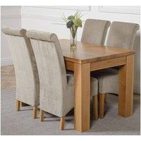 Thats Furniture Dakot 127 x 82cm Oak Small Dining Table & 4 Montana Fabric Chairs in Grey | Size: 127 x 82 cm