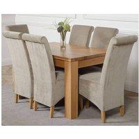 Thats Furniture Dakot 127 x 82cm Oak Small Dining Table & 6 Montana Fabric Chairs in Grey | Size: 127 x 82 cm