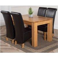Thats Furniture Dakot 127 x 82cm Oak Small Dining Table & 4 Montana Leather Chairs in Black | Size: 127 x 82 cm