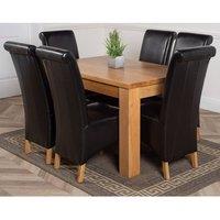Thats Furniture Dakot 127 x 82cm Oak Small Dining Table & 6 Montana Leather Chairs in Black | Size: 127 x 82 cm