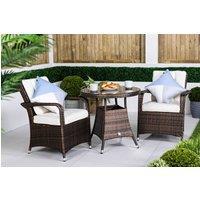 Thats Furniture Arizona Round Rattan Garden Bistro Table & Chairs Set 2 Seater in Brown