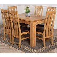 Thats Furniture Dakot 127 x 82cm Oak Small Dining Table & 6 Princeton Chairs in Brown | Size: 127 x 82 cm