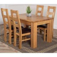 Thats Furniture Dakot 127 x 82cm Oak Small Dining Table & 4 Yale Chairs in Brown | Size: 127 x 82 cm