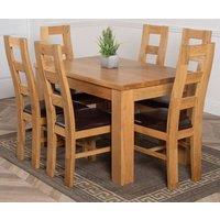 Thats Furniture Dakot 127 x 82cm Oak Small Dining Table & 6 Yale Chairs in Brown | Size: 127 x 82 cm