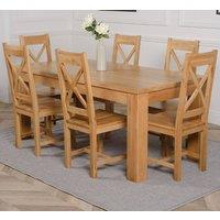 Thats Furniture Dakot 182 x 92cm Oak Large Dining Table & 6 Berkeley Chairs in Brown | Size: 182 x 92 cm