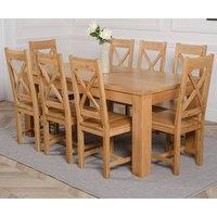 Thats Furniture Dakot 182 x 92cm Oak Large Dining Table & 8 Berkeley Chairs in Brown | Size: 182 x 92 cm