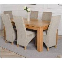 Thats Furniture Dakot 182 x 92cm Oak Large Dining Table & 6 Lola Fabric Chairs in Grey | Size: 182 x 92 cm