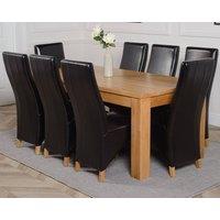 Thats Furniture Dakot 182 x 92cm Oak Large Dining Table & 8 Lola Leather Chairs in Black | Size: 182 x 92 cm