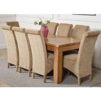 Thats Furniture Dakot 182 x 92cm Oak Large Dining Table & 8 Montana Fabric Chairs in Beige | Size: 182 x 92 cm
