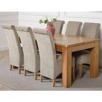 Thats Furniture Dakot 182 x 92cm Oak Large Dining Table & 6 Montana Fabric Chairs in Grey | Size: 182 x 92 cm