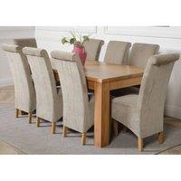 Thats Furniture Dakot 182 x 92cm Oak Large Dining Table & 8 Montana Fabric Chairs in Grey | Size: 182 x 92 cm