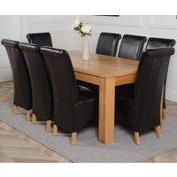 Thats Furniture Dakot 182 x 92cm Oak Large Dining Table & 8 Montana Leather Chairs in Black | Size: 182 x 92 cm