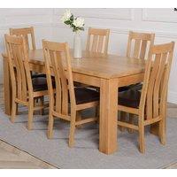 Thats Furniture Dakot 182 x 92cm Oak Large Dining Table & 6 Princeton Chairs in Brown | Size: 182 x 92 cm