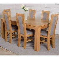 Thats Furniture Dakot 182 x 92cm Oak Large Dining Table & 6 Stanford Chairs in Brown | Size: 182 x 92 cm