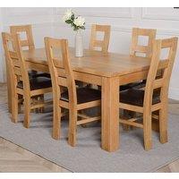 Thats Furniture Dakot 182 x 92cm Oak Large Dining Table & 6 Yale Chairs in Brown | Size: 182 x 92 cm