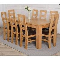 Thats Furniture Dakot 182 x 92cm Oak Large Dining Table & 8 Yale Chairs in Brown | Size: 182 x 92 cm