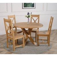 Thats Furniture Oregon Round Oak Dining Table & 4 Berkeley Chairs in Brown