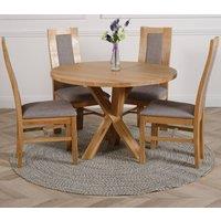 Thats Furniture Oregon Round Oak Dining Table & 4 Stanford Chairs in Brown